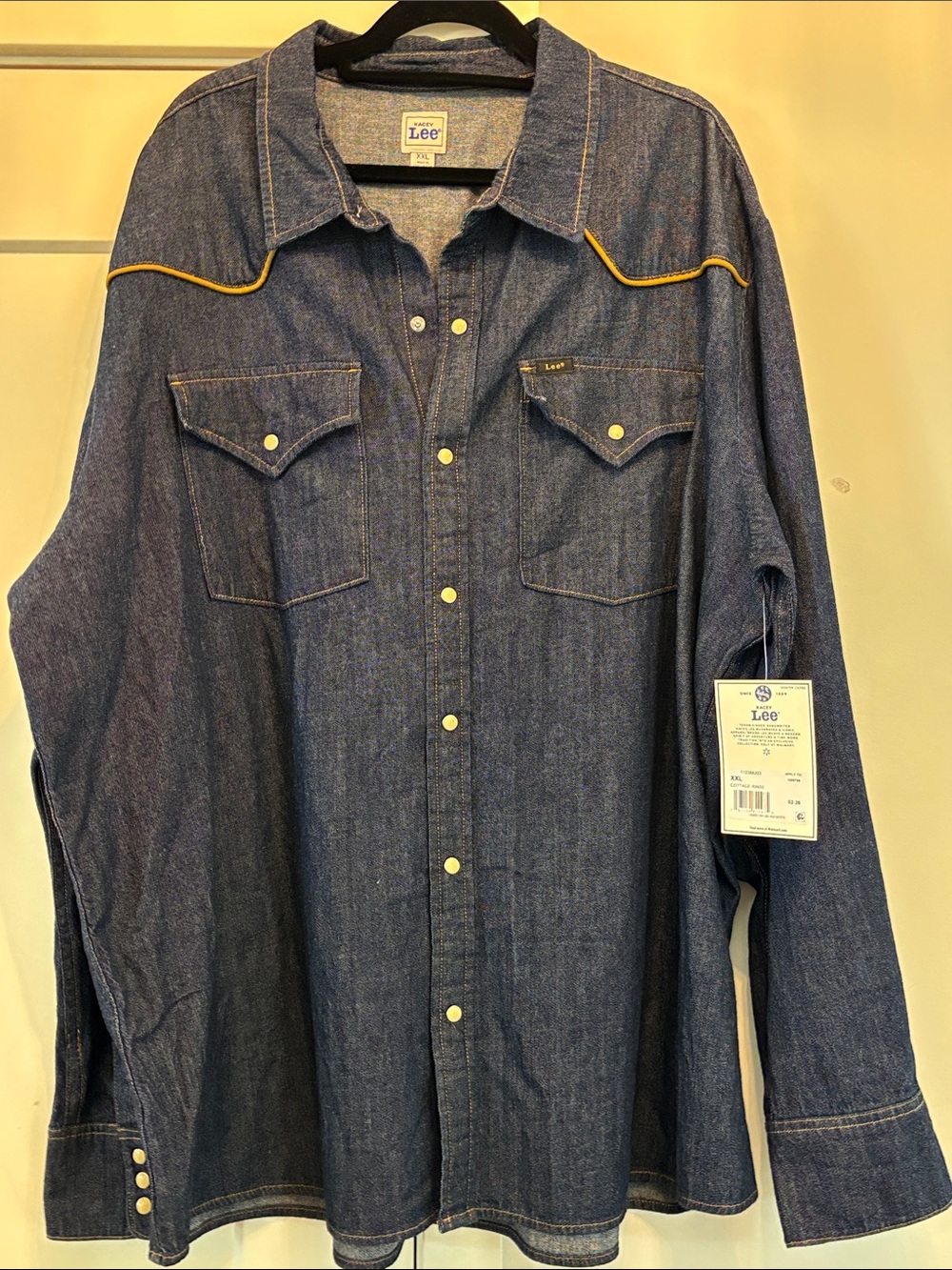 Lee x Kacey Musgraves Western Denim Pearl Snap Shirt Cottage Rinse XXL NWT Rare